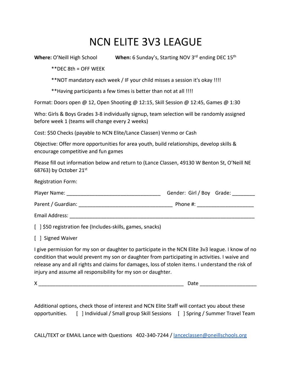 Reminder: get your youth athletes signed up.....don't pass up this great opportunity!!!!
#BeElite