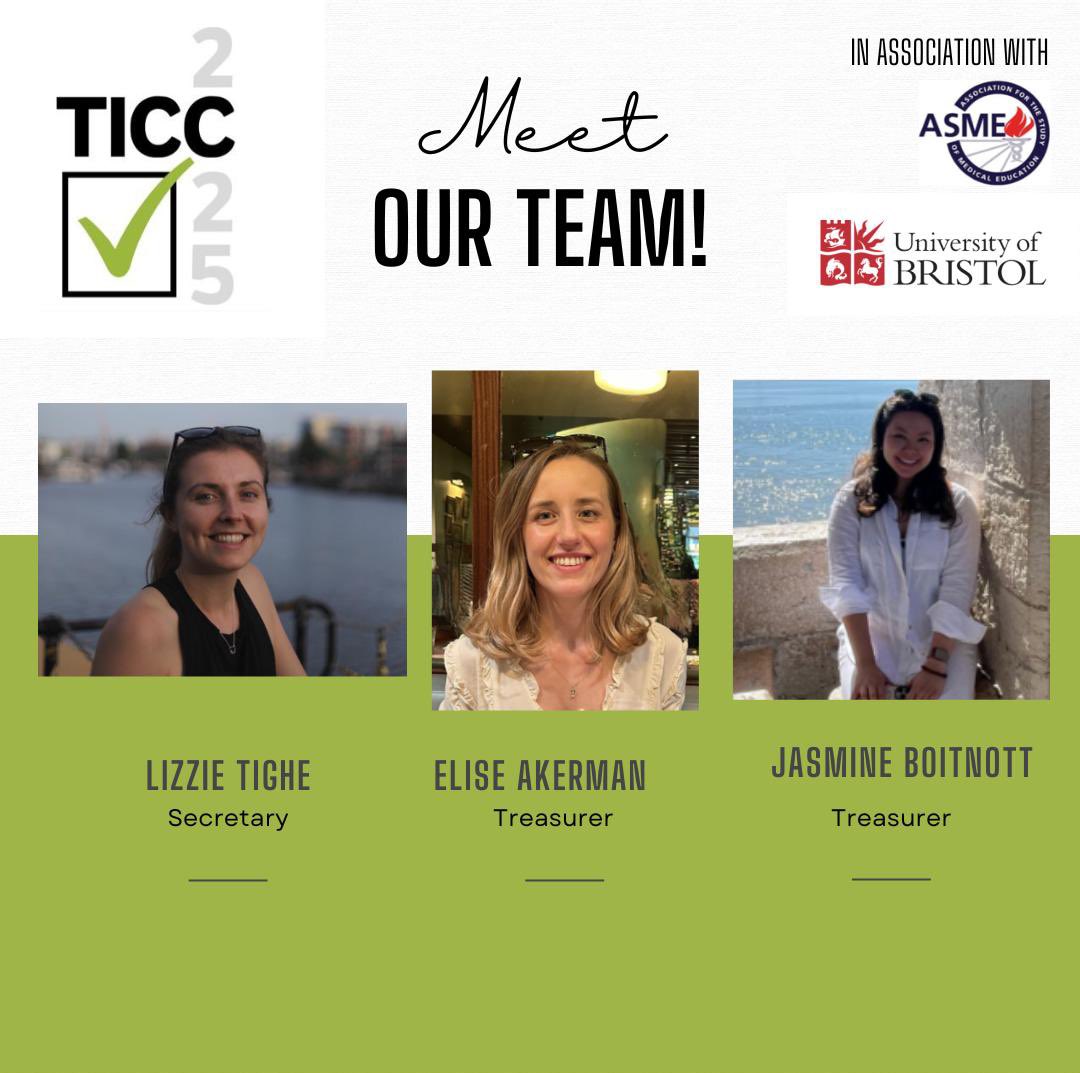 Meet our behind the scenes team!📝 

Our amazing Secretary, <a href="/lizziektighe/">Lizzie</a> who keeps everything organised and our schedules in check.✅ While our Treasurers, Elise and Jasmine, (finance bros)💰make sure the numbers add up.💸

#TICC25 #MedEd #MedicalEducation