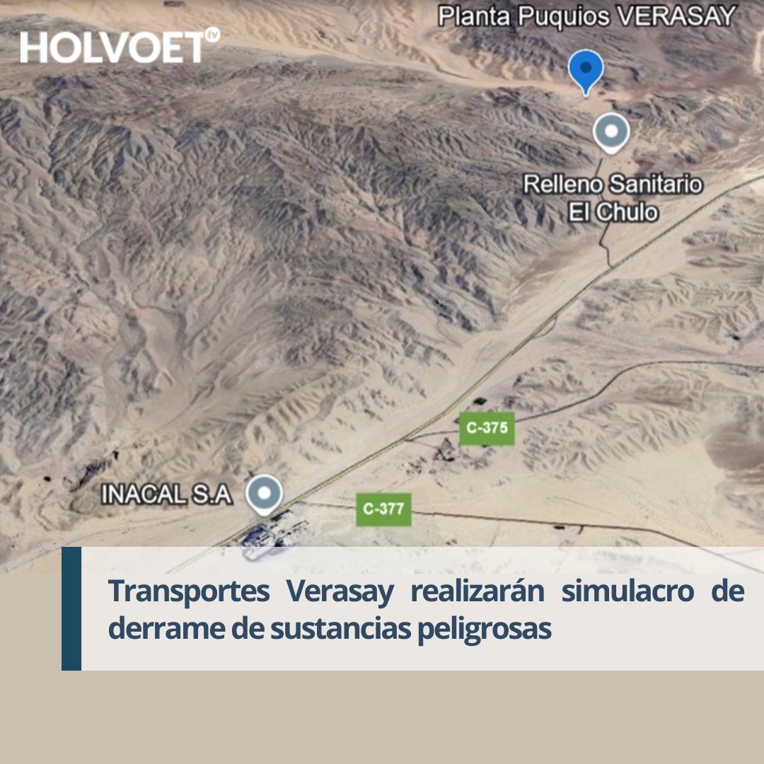 El martes 15 de octubre, la empresa de transportes Verasay llevará a cabo un simulacro de derrame de
cianuro de sodio, en el sector Planta Puquios a las 10:00 horas. #simulacro  #Copiapo  

Revisa más detalles en nuestro Instagram:
instagram.com/p/DBHbXqMS8N1/…
