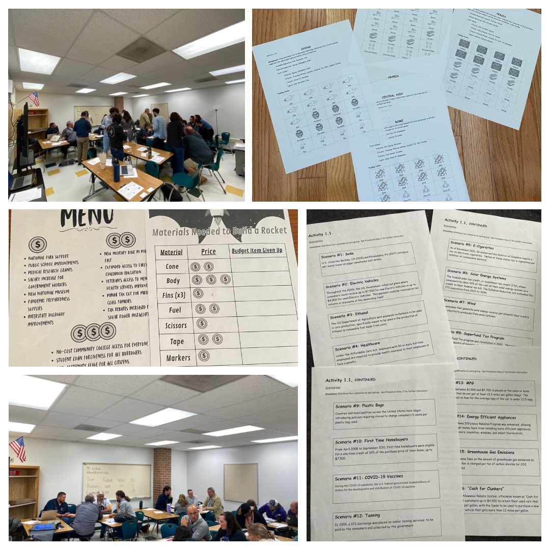 Fun time at the Social Studies HS Day for <a href="/PWCSNews/">PWCS</a> helping teachers incorporate economics into World History using a new Silk Road Trading Game and economics into Government by using taxes subsidies to teach incentives and the Space Race to teach trade-offs