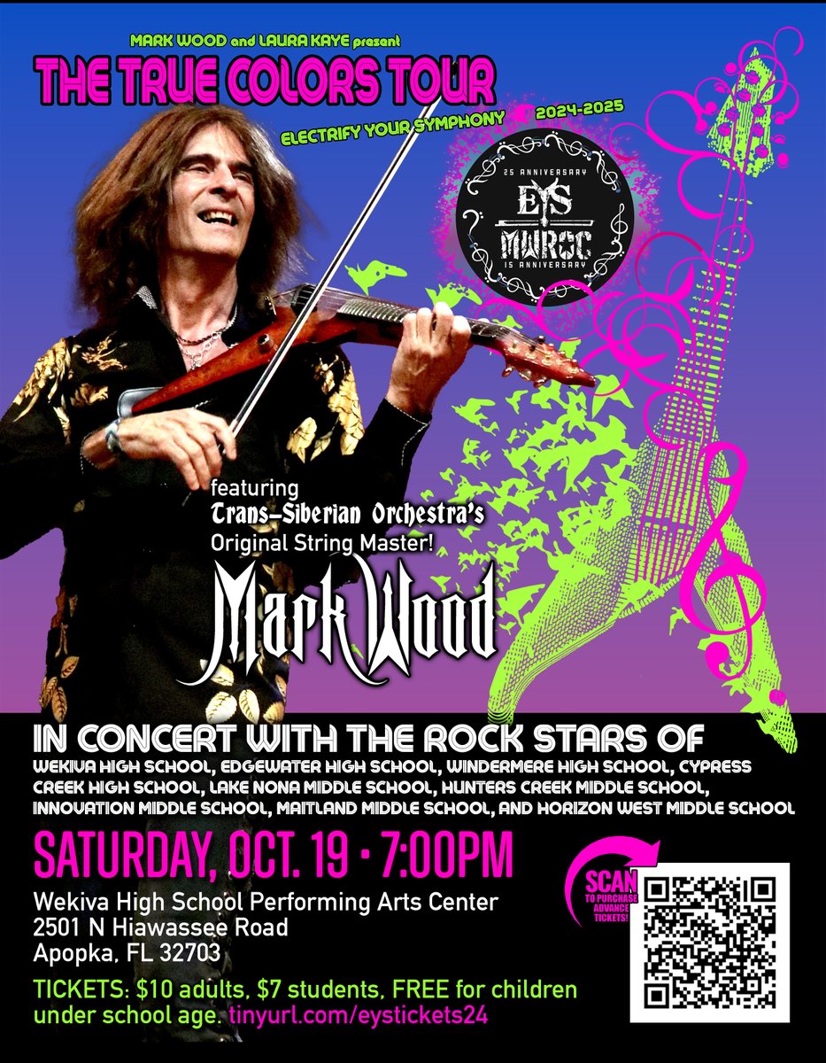 StephanLabelle's tweet image. Get ready to Electrify Your Strings! 📷📷 Join us on Oct 19, 7:00 PM at Wekiva High School for a night of unforgettable music, featuring talented musicians from 8 OCPS schools. Tickets: tinyurl.com/eystickets24 Don't miss out!