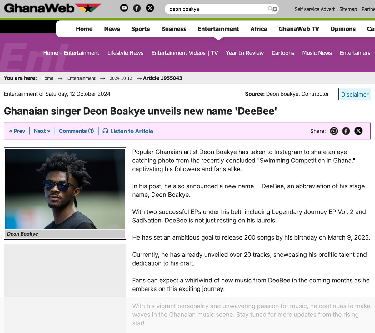 DeonBoakye's tweet photo. #DeeBee to release 200 songs in a YEAR ❗️
SISI FIA
BREAK AM (Spanish)
SMILE
WAHALA
PaaLorde x @DeonBoakye  GINGER
DeeBee (intro)
LegendaryJourneyEP
*TIME
*ONE
*PREETI
*WONKOAA
*BREAK AM
FAK
Gone
*Borga
*Maame
*Wudini
FEARLESS
HELPER(LiveSession)
DJ Sawa x Martenni x @DeonBoakye  PAMPER ME 'written by DeeBee
FEARLESS acoustic
J.O.K
HOLLA french version