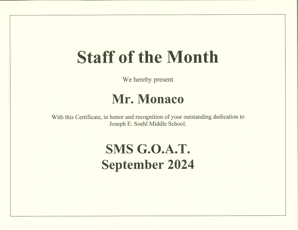 Joseph E. Soehl Middle School (@soehllps) on Twitter photo We are excited to announce that our Vice Principal, Mr. Monaco, has been named September's Staff of the Month! Thank you, Mr. Monaco, for all that you do—you truly are the G.O.A.T! <a href="/LindenPS/">Linden Public Schools</a> <a href="/AtiyaYPerkins/">Atiya Y Perkins Ed. D.</a> <a href="/MrWalkerLPS/">David Walker</a> <a href="/principalglong/">Gwendolyn Long</a> <a href="/AngeloTMonaco/">Angelo Monaco, Ed.M.</a> #LindenCelebrates We are excited to announce that our Vice Principal, Mr. Monaco, has been named September's Staff of the Month! Thank you, Mr. Monaco, for all that you do—you truly are the G.O.A.T! <a href="/LindenPS/">Linden Public Schools</a> <a href="/AtiyaYPerkins/">Atiya Y Perkins Ed. D.</a> <a href="/MrWalkerLPS/">David Walker</a> <a href="/principalglong/">Gwendolyn Long</a> <a href="/AngeloTMonaco/">Angelo Monaco, Ed.M.</a> #LindenCelebrates