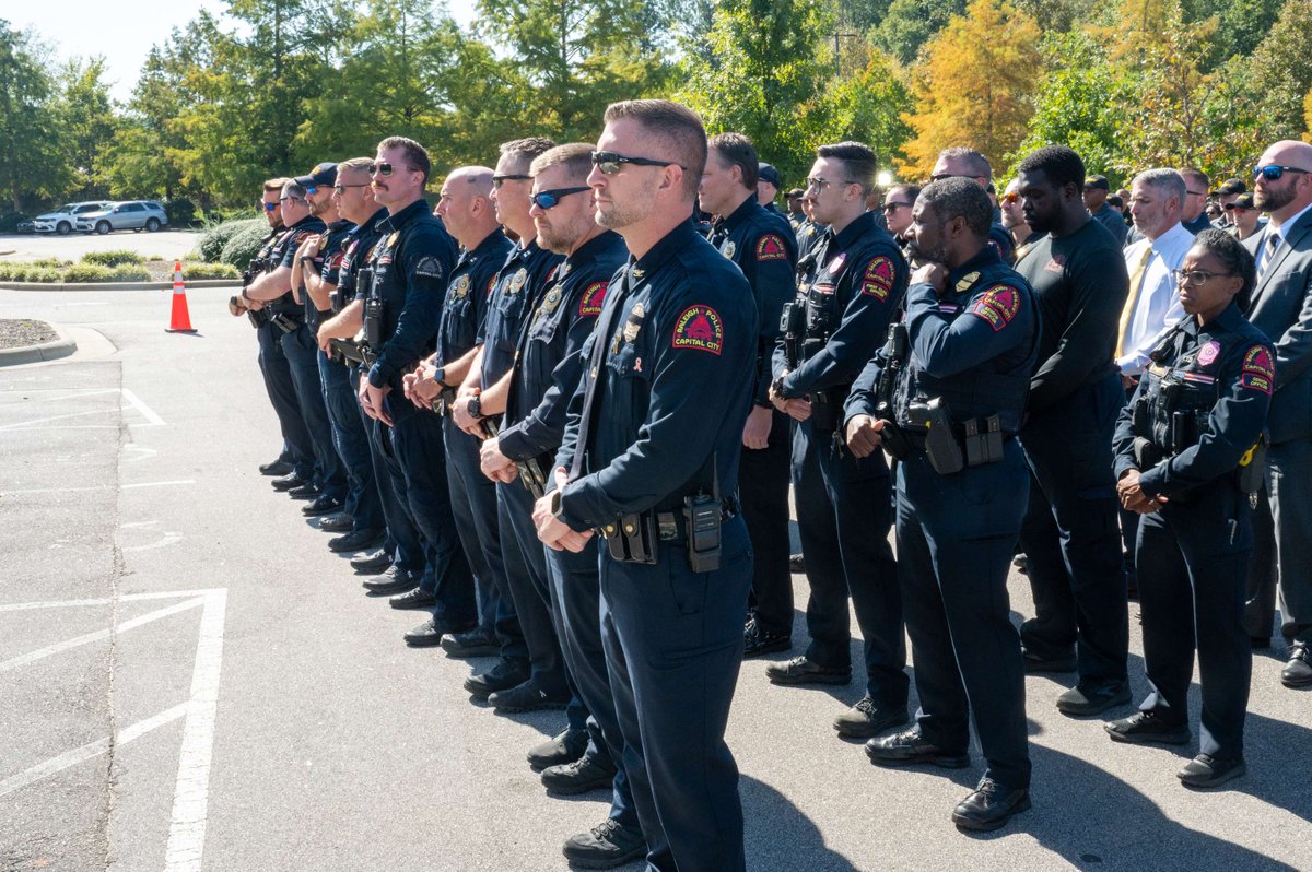 raleighpolice's tweet photo. Today we honored Officer Gabriel Torres with a wreath-laying ceremony, remembering his bravery during the tragic Hedingham shooting on Oct 13, 2022. His legacy lives on as we stand #RPDStrong. https://t.co/jbcRskq6cN