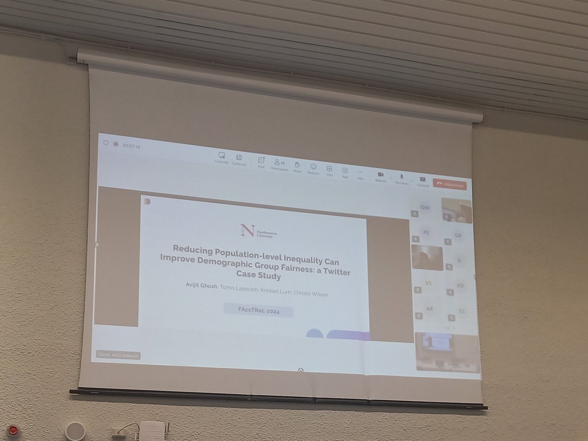Theresia Veronika Rampisela (@theresia_v_r) on Twitter photo Enjoyed spending the entire Day 1 of #recsys2024 at the <a href="/FAccTRec/">Fair Recommendation</a> workshop!
✅ Interesting work on fairness & bias (pictured a few, but there were more!)
✅ Insightful Q&A session
✅ Pretty smooth hybrid set-up
✅ Clear agenda with timings
Looking forward to the next edition! Enjoyed spending the entire Day 1 of #recsys2024 at the <a href="/FAccTRec/">Fair Recommendation</a> workshop!
✅ Interesting work on fairness & bias (pictured a few, but there were more!)
✅ Insightful Q&A session
✅ Pretty smooth hybrid set-up
✅ Clear agenda with timings
Looking forward to the next edition!