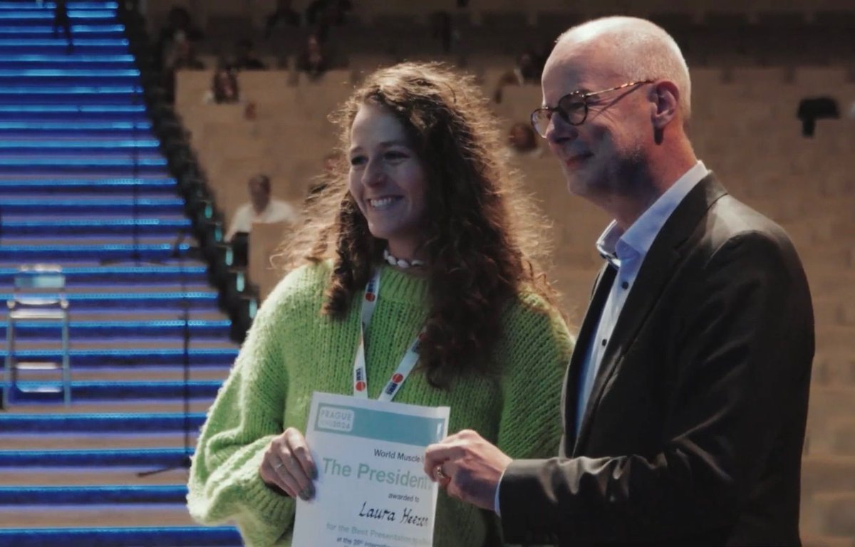 LauraHeezen's tweet photo. Exciting week at #WMS2024 🌍 I presented our work on spatial transcriptomics in dystrophinopathies. Lots of nice discussions and inspiring talks. Incredibly honored to receive the Best Presentation award! Very grateful for the continuous support of my supervisors @WorldMuscleSoc https://t.co/GTaew5W9Lm