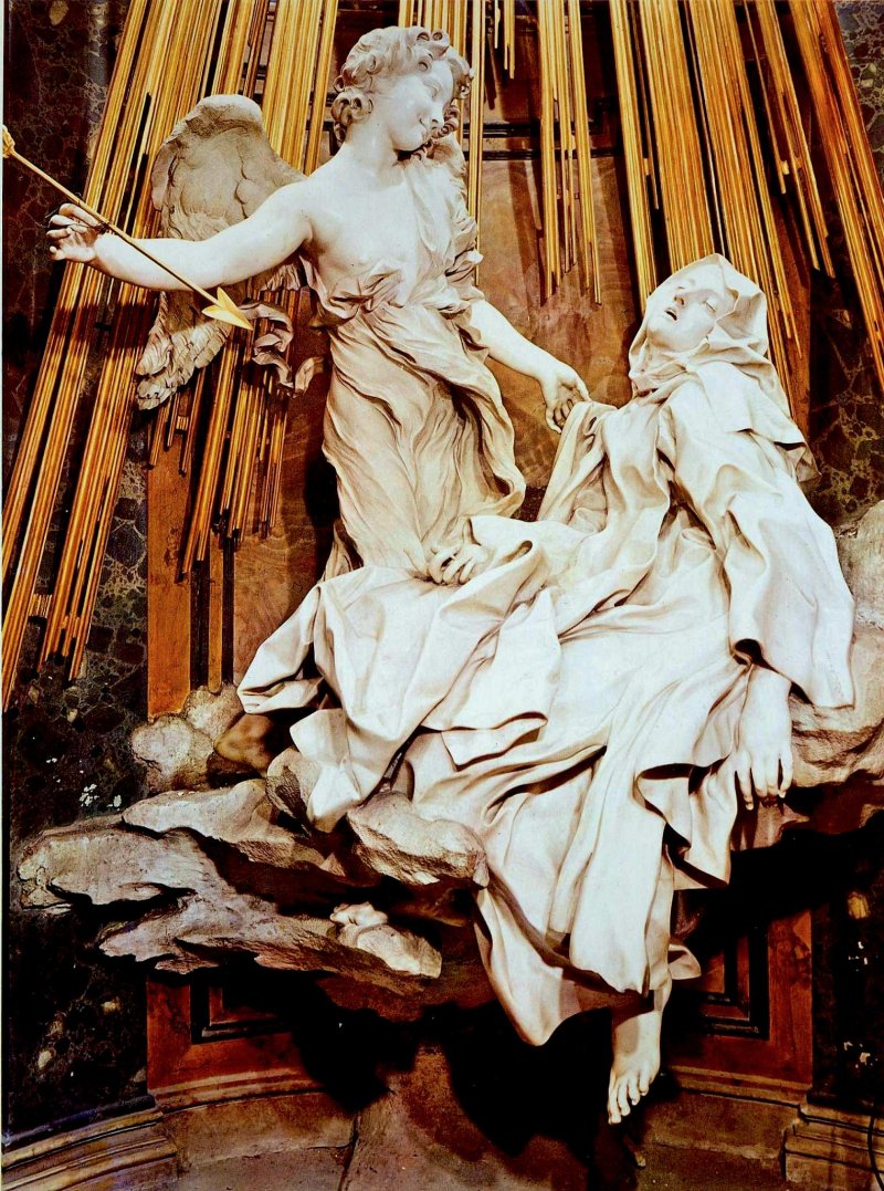 -Eh! Despierta de una vez. Voy a tener que pincharle a ver si así espabila.
-des pa ci to...quiero respirar tu cuello despacito...
-Menuda resaca lleva encima🤦‍♀️.

15 de Octubre Santa Teresa de Jesús. 
Bernini.