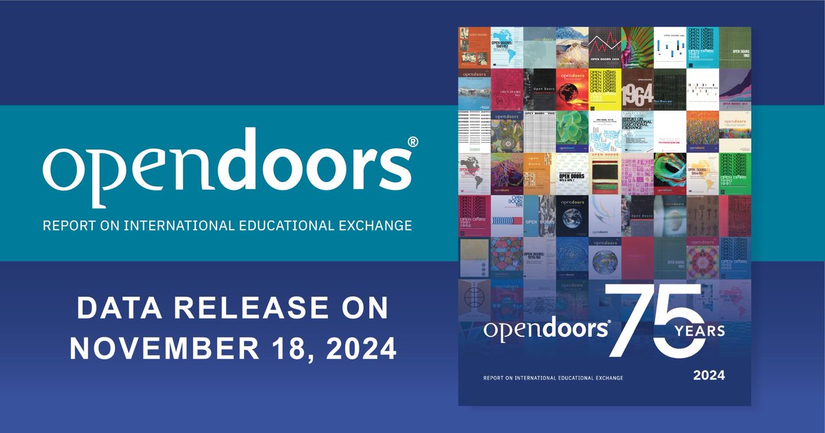 Institute of International Education (IIE) (@iieglobal) on Twitter photo 📌 #SaveTheDate | <a href="/ECAatState/">Educational & Cultural Affairs—U.S. Dept. of State</a> and IIE will release the newest findings from the #OpenDoorsReport on International Educational Exchange on Monday, November 18, 2024, at 9:30 a.m. ET. 📌 #SaveTheDate | <a href="/ECAatState/">Educational & Cultural Affairs—U.S. Dept. of State</a> and IIE will release the newest findings from the #OpenDoorsReport on International Educational Exchange on Monday, November 18, 2024, at 9:30 a.m. ET.