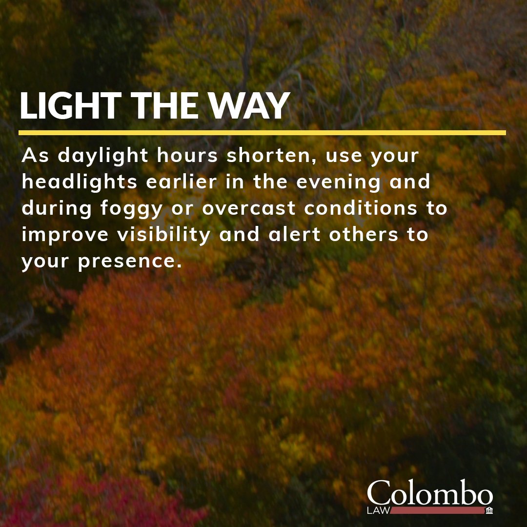 ColomboLaw's tweet image. Stay safe this fall with these simple driving tips!

#ColomboLaw #FallDriving #LegalAdvice #SafetyFirst