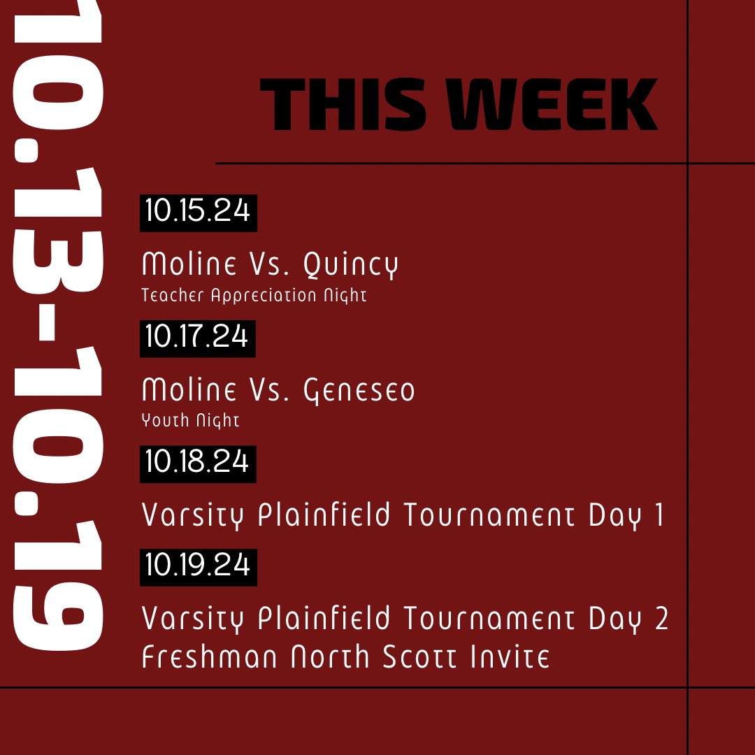 This Weeks Schedule!
#teacherappreciation #youthnight #molinevolleyball #motown