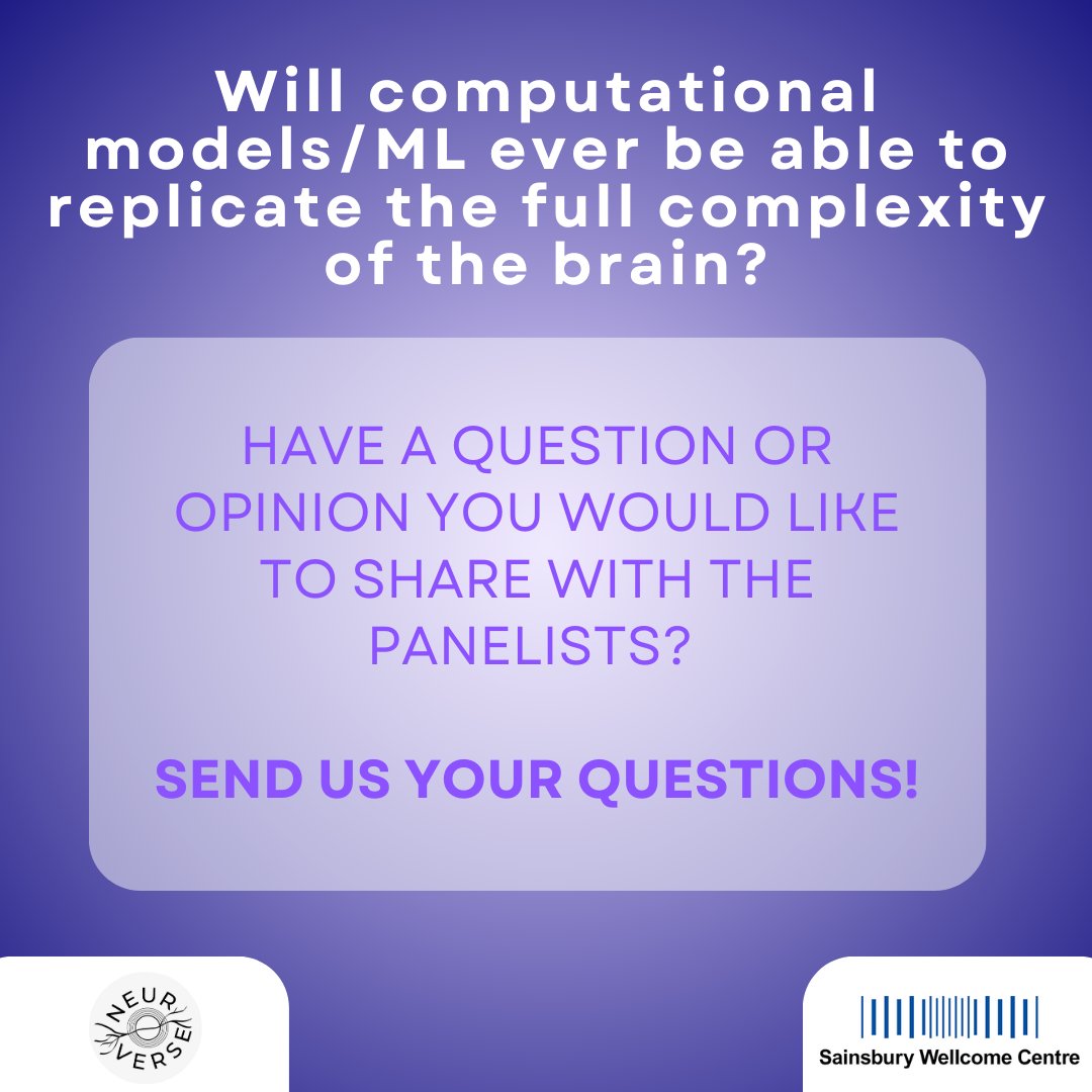 Neuroverse_Pod's tweet image. Curious about computational models and the brain? Ask us your questions and we’ll include it in the panel discussion!! 🤔💭❓💻🧠