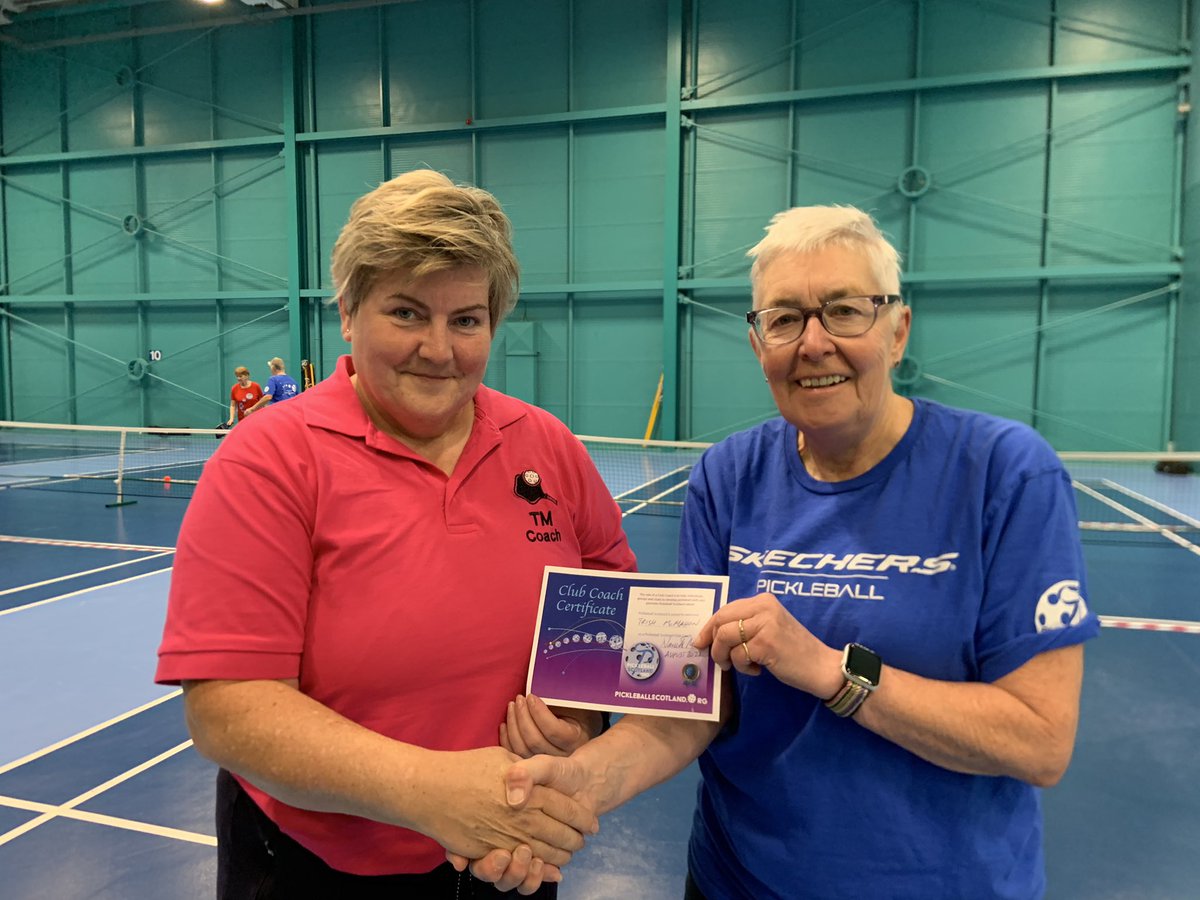 Big congratulations to Trish who has qualified as a Pickleball Scotland Coach! Pictured with Coaching and Education Officer, <a href="/nanettemutrie/">Nanette Mutrie</a> 👏👏

<a href="/PickleballScot1/">Pickleball Scotland</a>