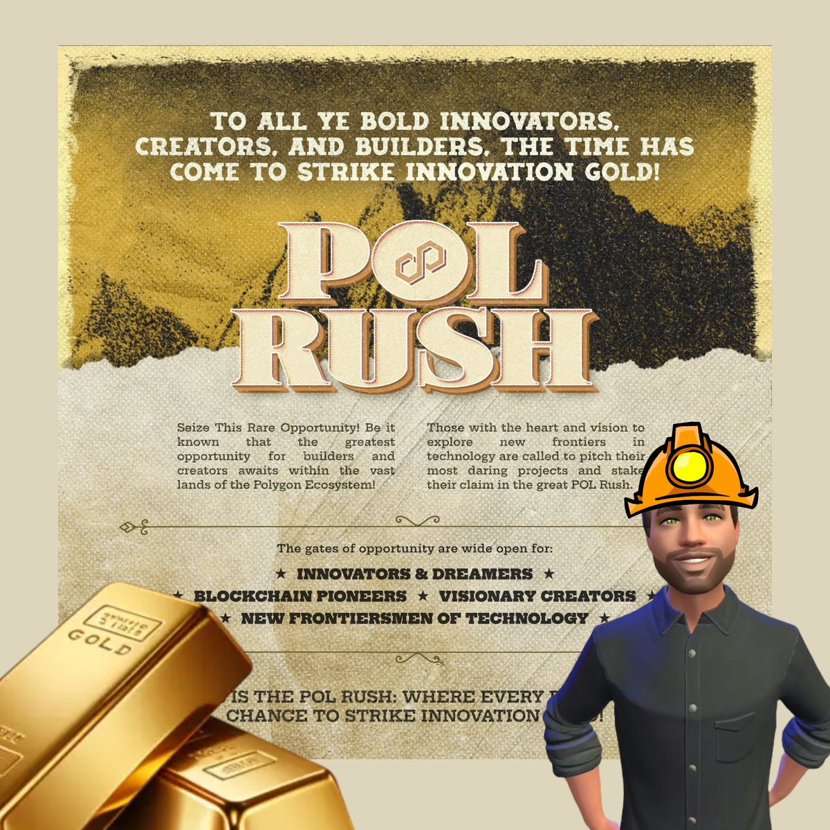 MyCreativeOwls's tweet photo. 🚨 Introducing POL Rush: The Pitch Competition to Strike Innovation Gold! 🚨
Have an idea that could change the Web3 space? 💡 This is your chance to pitch LIVE and secure POL grants to fuel your project! ⛏️
🧵👇 #POLRush #Polygon https://t.co/55U2gUJeO1