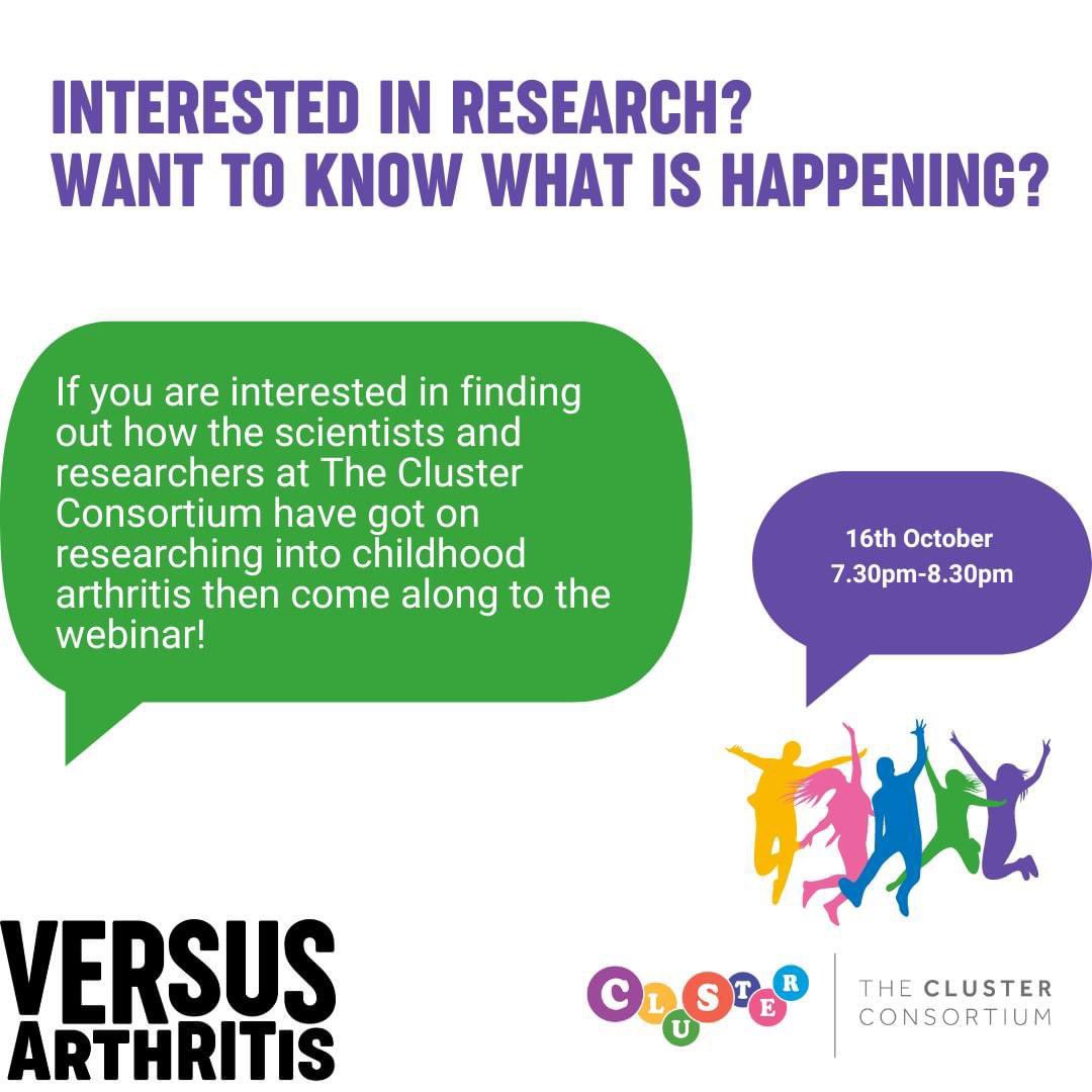 Lynne Woolley (@cyclinintherain) on Twitter photo Join the Innovative Findings in JIA Research Webinar and hear how <a href="/CLUSTER_Tweet/">ClusterConsortium</a> is transforming the future of JIA treatment. Backed by <a href="/VersusArthritis/">Versus Arthritis</a> <a href="/The_MRC/">Medical Research Council</a> this project is focused on finding the right treatment for every child. Wed, Oct 16, 24: eventbrite.co.uk/e/innovative-f… Join the Innovative Findings in JIA Research Webinar and hear how <a href="/CLUSTER_Tweet/">ClusterConsortium</a> is transforming the future of JIA treatment. Backed by <a href="/VersusArthritis/">Versus Arthritis</a> <a href="/The_MRC/">Medical Research Council</a> this project is focused on finding the right treatment for every child. Wed, Oct 16, 24: eventbrite.co.uk/e/innovative-f…