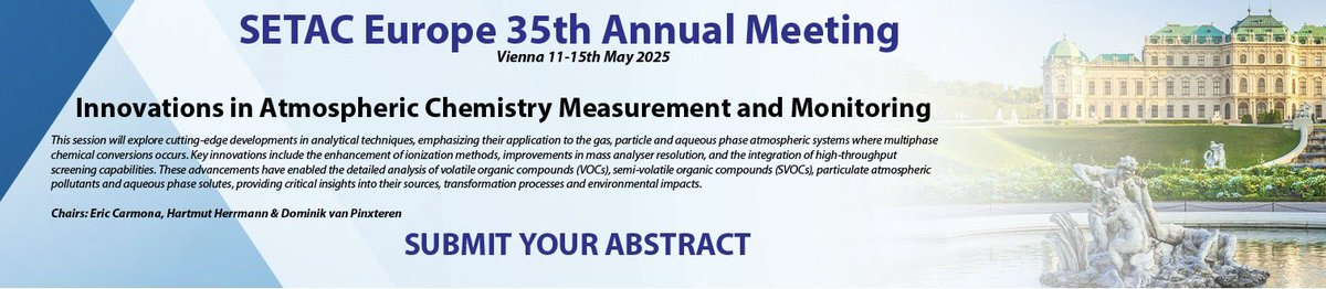 🚨 Call for Abstracts: SETAC Europe 2025 🚨

We’re excited to invite submissions for our session “Innovations in Atmospheric Chemistry Measurement and Monitoring” at the upcoming #SETACeurope conference! 🌍🔬

#AtmosphericChemistry #EnvironmentalResearch  #AtmosphericScience