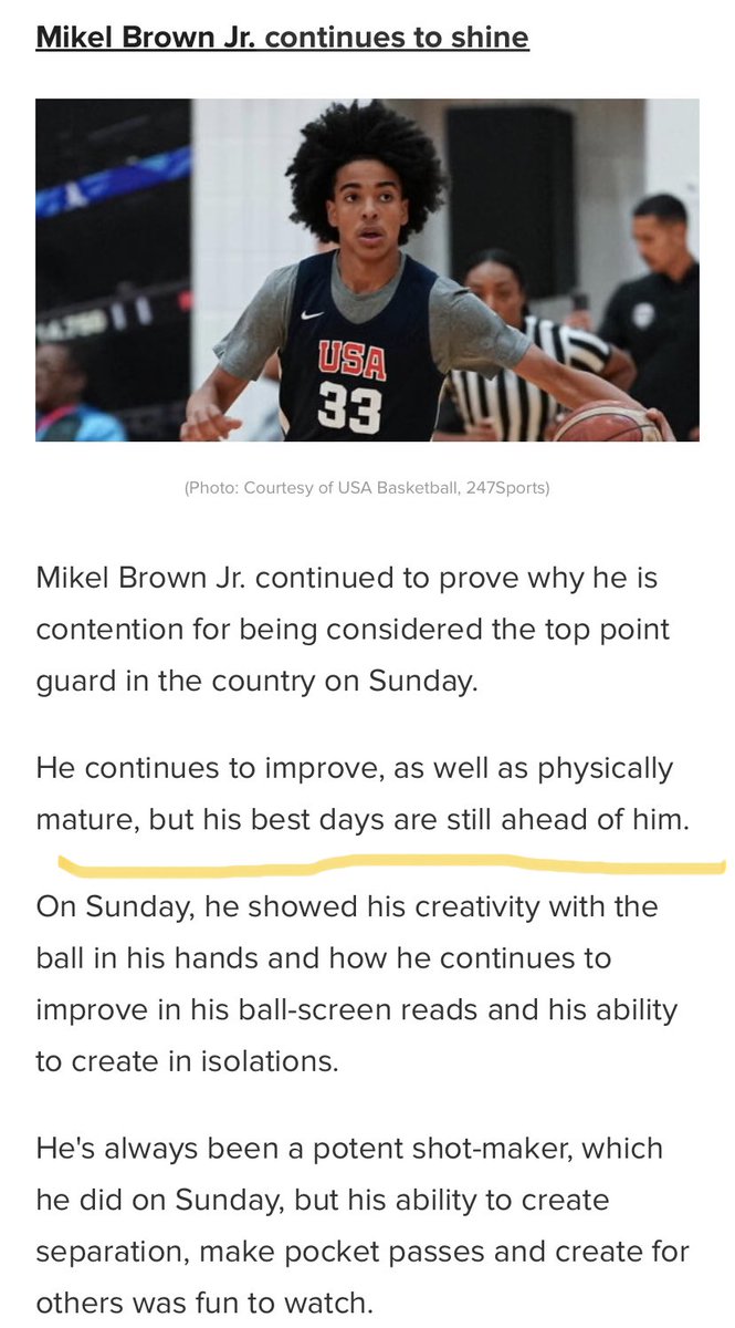 A2Advanced's tweet photo. Every time they see him, he’s taller, stronger, faster, bigger, but the key is never a drop off in skill development. As he gets use to his ever evolving frame, the consistency come. 
“His Best Days Are Ahead Of Him” 🤫
@MikelBrownJr1 https://t.co/WTCfAee7g2
