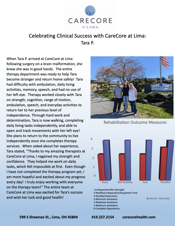 CarecoreLima's tweet photo. We are celebrating a clinical success story at CareCore at Lima. Our team is thrilled about Tara's achievements and extends our best wishes for her continued health and well-being. Together, we strive for excellence in patient care. 💪💙 #SuccessStory #HealthcareExcellence https://t.co/GH5g9vUU3W