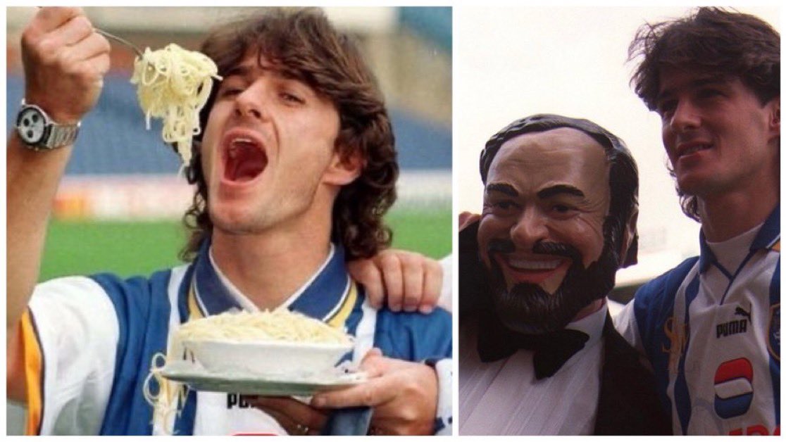 It’s 28 years since Benito Carbone arrived at Hillsborough to a hero’s welcome…

… handed a bowl of pasta by a bloke dressed as Pavarotti.

PR in the 90s. Halcyon days.