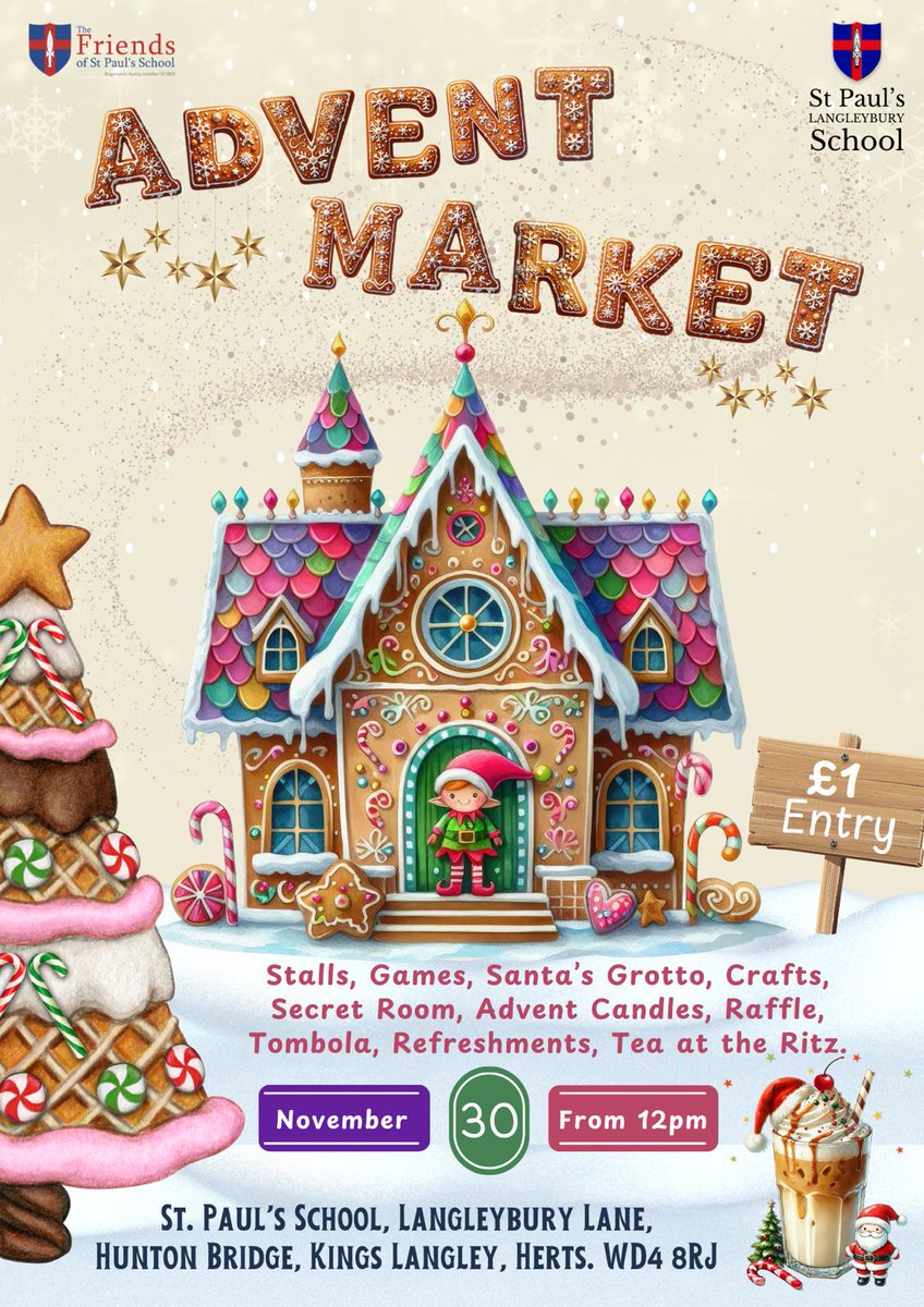 Get into the festive spirit and support our school by coming to our Advent Market! Saturday 30th November!