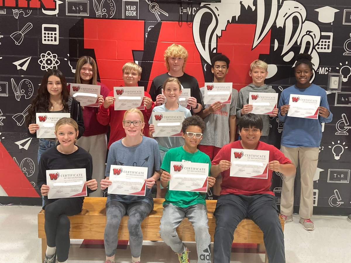 PrincipalTiz's tweet photo. Say hello to our first group of honorees who represent our WILDcat Way character trait of Working Hard!

These Wildcats demonstrate exceptional work ethic and dedication, they stay focused, and they always put forth their best effort! 

Way to go! ❤️🐾 https://t.co/nvsEYlQDeG