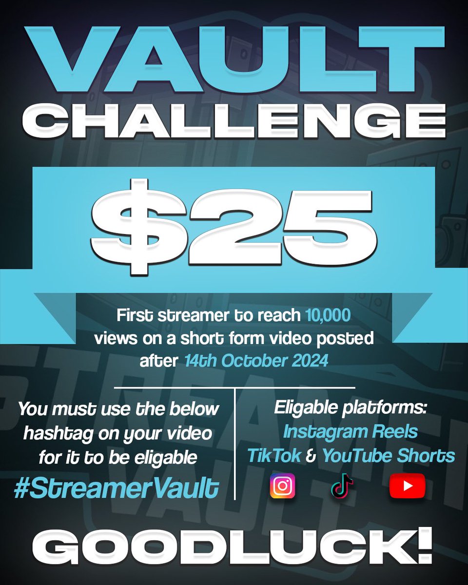 We just started our first ‘Vault Challenge’ for our VIPs 🔒

Giving our streamers an incentive to create viral content 🚀

Join the discord in bio 🤝