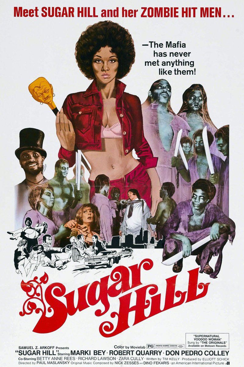 Tempiwmf's tweet image. Movie #17 of the #31DaysOfHorror is Sugar Hill. A Blaxploitation Horror film from the 70's. What happens when you lose the love of your life to shady gangsta? You fight back with voodoo zombies of course. This movie is silly but it's a classic. 5.5 out of 10 for this throwback.