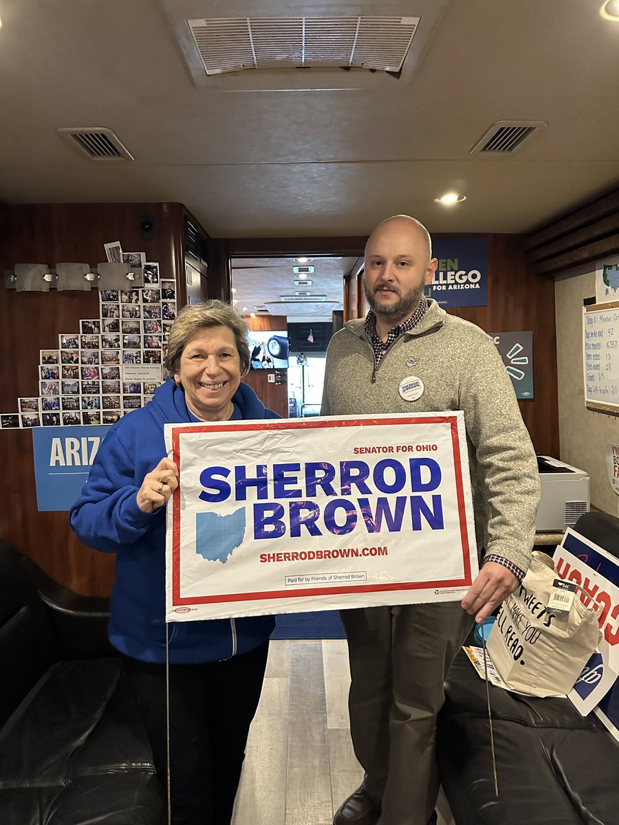 Hello, Columbus! <a href="/OhioNursesAssoc/">ONA</a>'s <a href="/RickOsuno/">Rick Lucas</a> has joined <a href="/rweingarten/">Randi Weingarten 🇺🇸 🖇️👩‍🎓📚</a> on the #AFTvotes bus as we head into a rally in support of <a href="/SherrodBrown/">Sherrod Brown</a>.