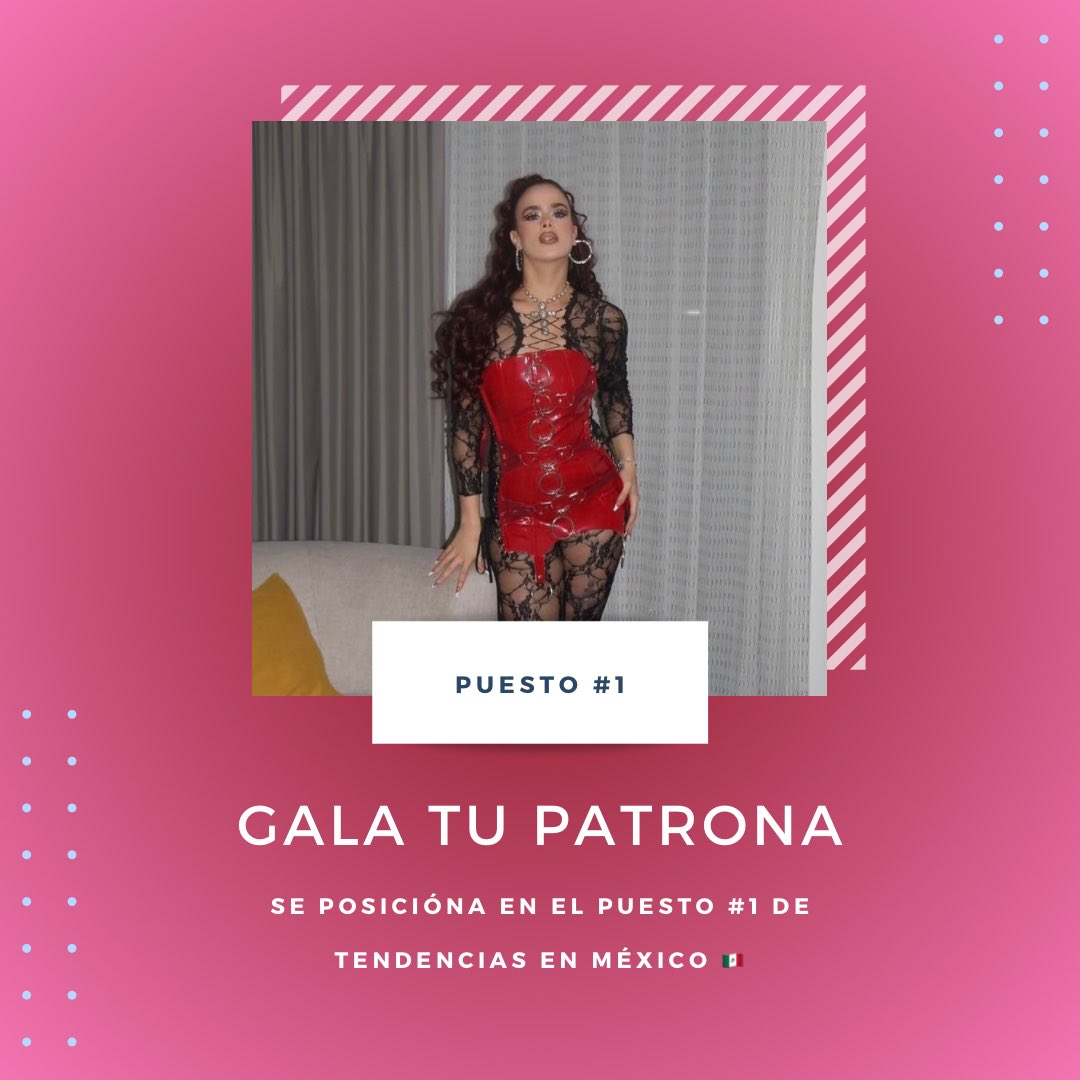 galamontesite's tweet photo. “GALA TU PATRONA” encabeza el PUESTO de las Tendencias de Mexico posicionándose en el #1🇲🇽.

#GalaMontes @GalaMontes2 https://t.co/SzuZ9fZ4m7