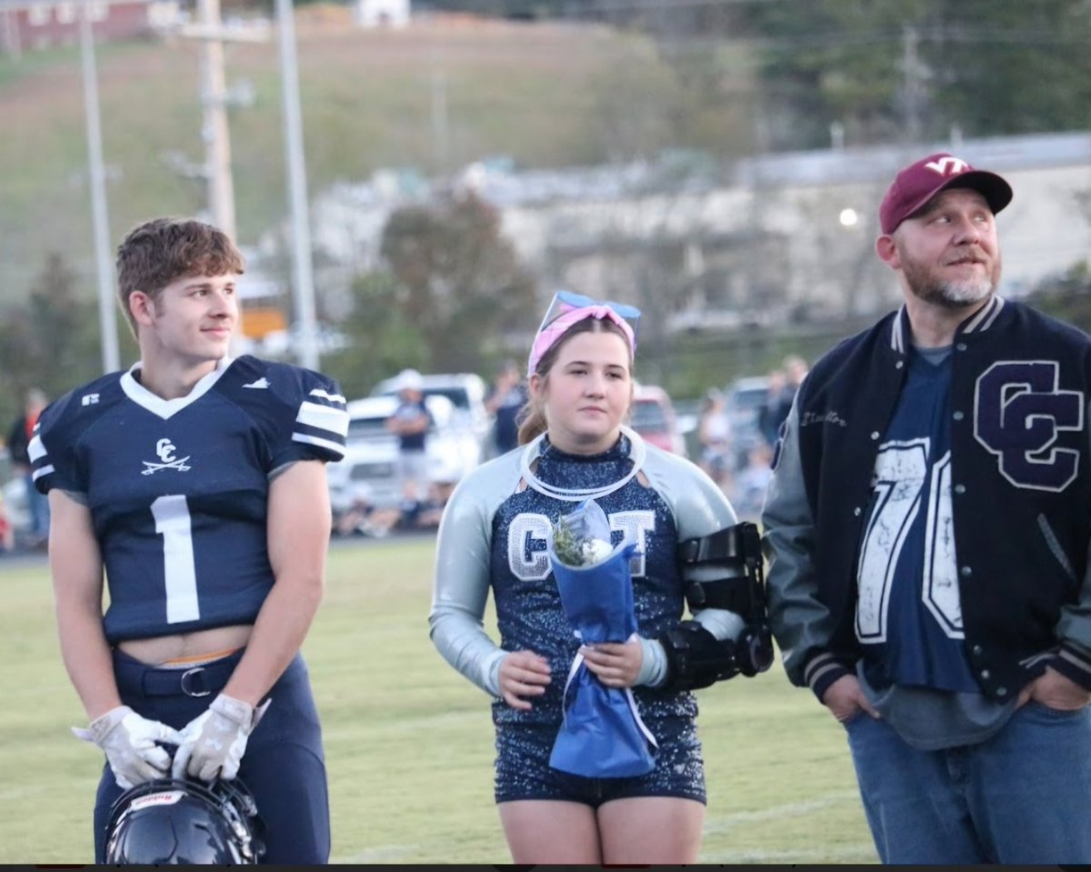 Senior Night with my dad and sister. Let's Go cavs. #CCHS