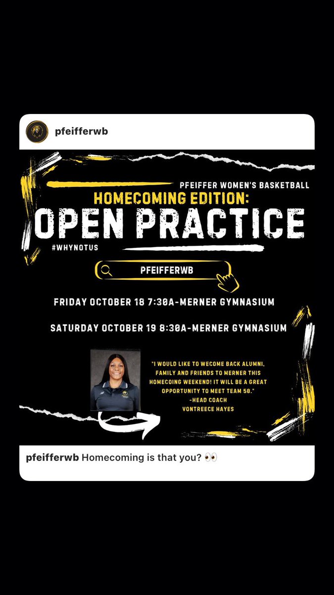 Homecoming is that you?!

Open practice to all alumni, family and friends!

Friday October 18 7:30a
Saturday October 19 8:30a