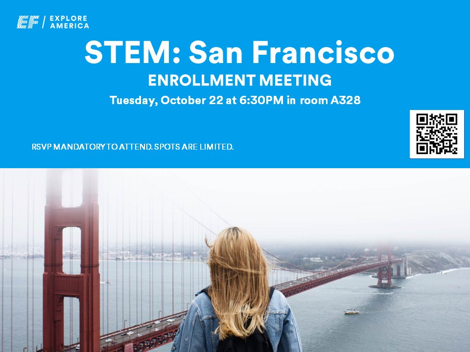 Montwood HS freshmen are going to San Francisco!
If you haven’t already, make sure to let us know you’re coming: bit.ly/3Ya819V.
This is an amazing opportunity for your student to explore outside their comfort zone and build skills for the future. Hope to see you there!