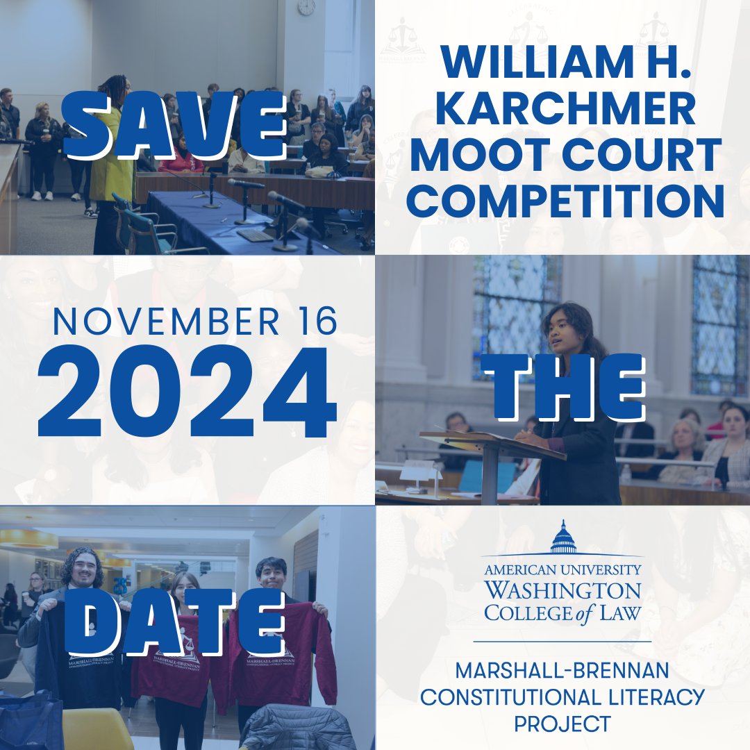 The 2024 William H. Karchmer Moot Court Competition is here! Save the date November 16, 2024 to support our scholars' engagement in oral advocacy!