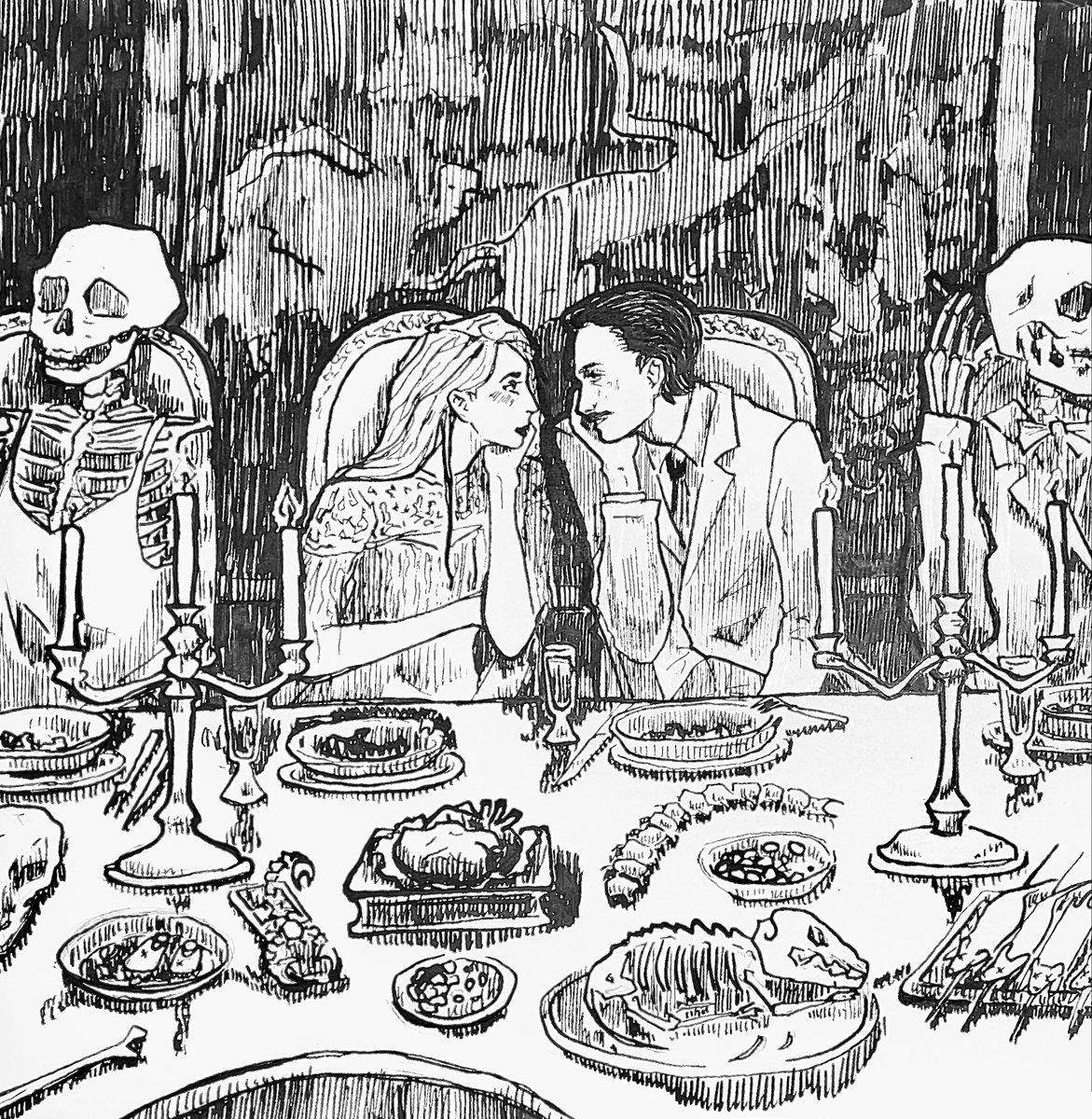 dkoshek2's tweet image. dinner &amp;amp; diatribes

god, i’m so tired. i put my whole soul into this, but i’m really proud of myself 🙏

#hozinktober #hozier #hozierart #hozierfanart #inktober #inktober2024 #inktoberchallenge #art #artist #artwork #illustration #drawing #ink #inkdrawing #inkart #hoztwt