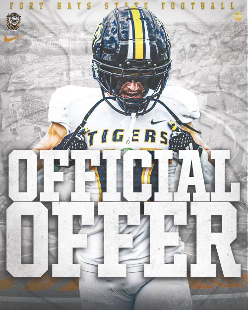 Extremely excited announce I have received a football scholarship to Fort Hays State!🐯🟡⚫️<a href="/coachrossFHSU/">Tom Ross</a> <a href="/CoachKMurph/">Kyle Murphy</a> 
<a href="/IrishFB/">Coach  Dodson</a>