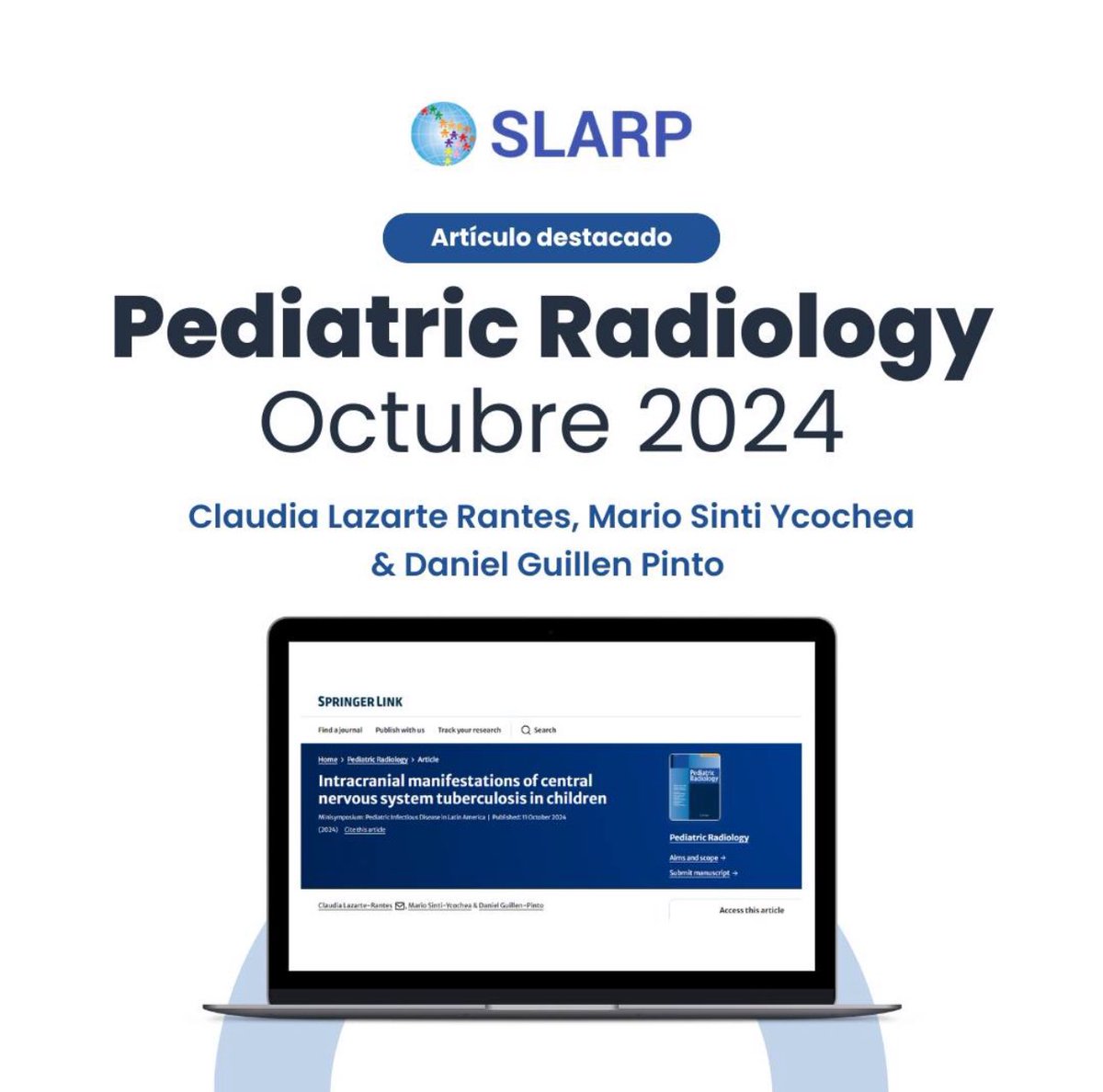SLARPok's tweet photo. Intracranial manifestations of central nervous system #tuberculosis in children.

‼️Artículo destacados recientemente publicado en @PedRadJournal , escrito por la Dra. Claudia Lazarte Rantes, miembro de la #SLARP entre otros.

👉🏼 https://t.co/uwvJQ3gGhu

#NervousSystem #health https://t.co/MSlbF5XEoA