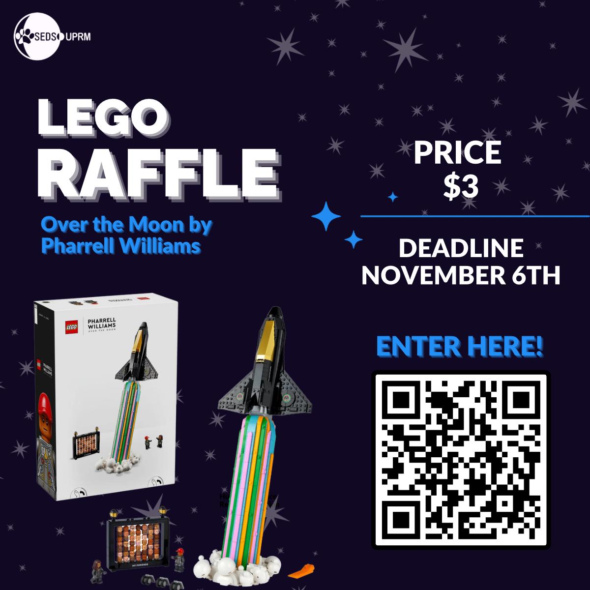 seds_uprm's tweet image. ✨ Join Our Galactic LEGO Raffle! ✨

Win the "Over the Moon by Pharrell Williams" LEGO set! 🌌 Build your own cosmic masterpiece and blast off!

🎟 Entry: $3
📅 Deadline: Nov. 6th
🔗 Scan the QR to enter!

Don't miss your chance, space explorers! 👨‍🚀

#LEGO #SpaceFun #SEDSUPRM