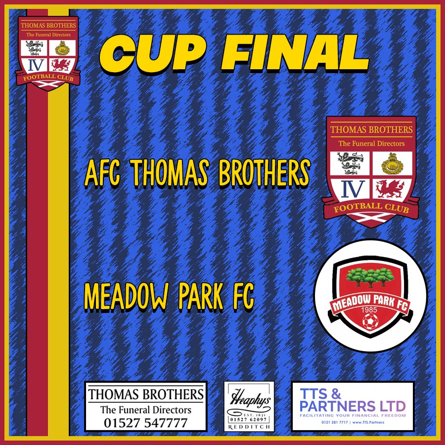 Cup Final this weekend! 

Bromsgrove Charity Junior Cup
vs @Meadow_Park_FC 
<a href="/ssscentaco/">Studley Sports & Social Club</a> 
3pm Kick Off

<a href="/Randswcl/">Redditch & SW League</a>