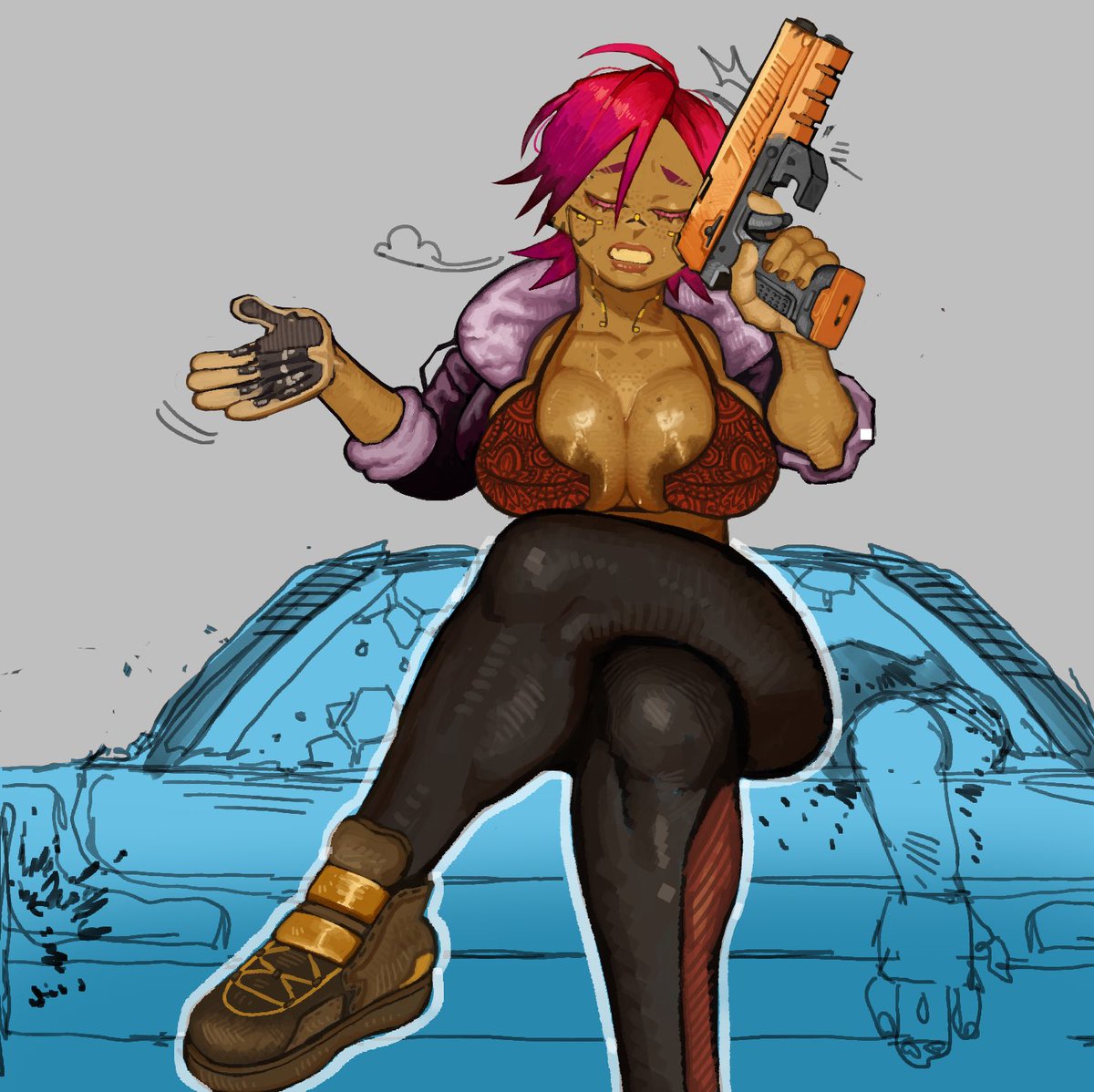 SadCatto2's tweet image. Cyberpunk oc