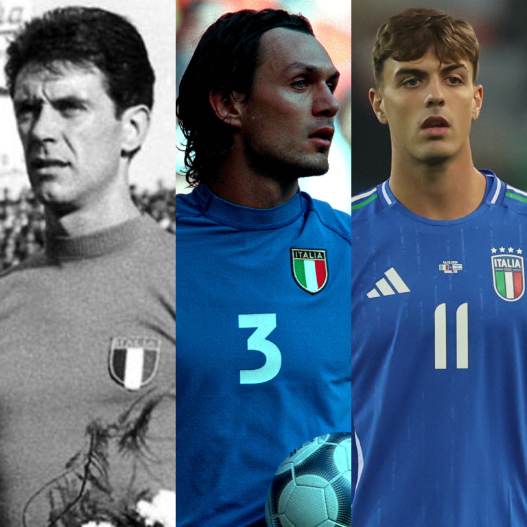 InvictosSomos's tweet photo. Por primera vez en toda la historia de la Selección de Italia, tres generaciones de una misma familia juegan con la camiseta de La Azzurra de forma oficial. Cesare Maldini, Paolo Maldini y, a partir de hoy, Daniel Maldini. Abuelo, padre e hijo. El círculo se completó. LA DINASTÍA MALDINI.