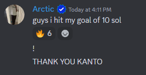 this is what it's all about

arctic came into @KantoLabs this month, set a goal, stuck to his strategy, and he hit it

I'm super proud of him and everyone who is grinding all day

this makes me super happy, and I'm glad the community was able to help him reach this goal!