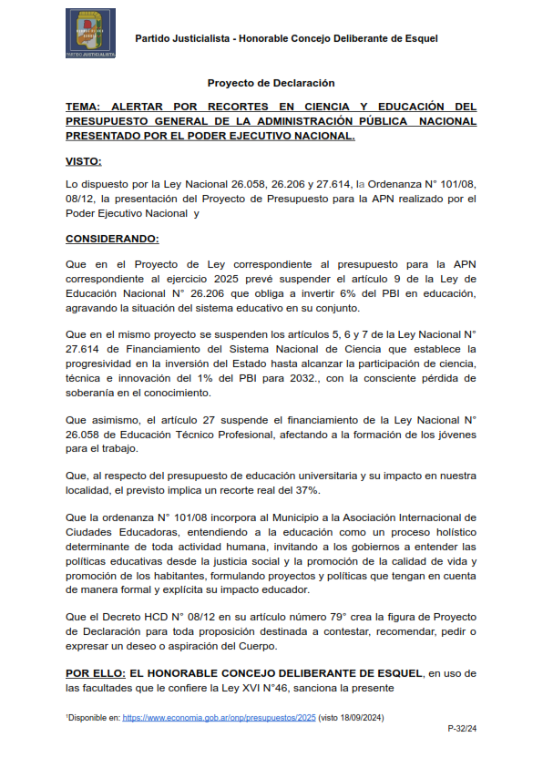 PjHcde's tweet photo. Tratamiento Proyecto 32/24, preocupación por el presupuesto educativo nacional ´25

Hoy reunidos con miembros de la #UNPSJB nos detallaron del funcionamiento de la universidad, sus auditorias y el impacto del veto a la Ley de presupuesto universitario, entre otros aspectos (1/3) https://t.co/gjqICgWjrf