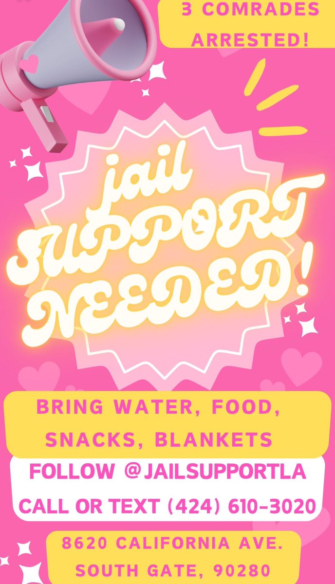 PplsCityCouncil's tweet image. URGENT:
Jail support needed NOW in South Gate for comrades arrested this afternoon while taking action for Palestine. Will share more info when we can.

8620 California Ave. South Gate, CA 90280
