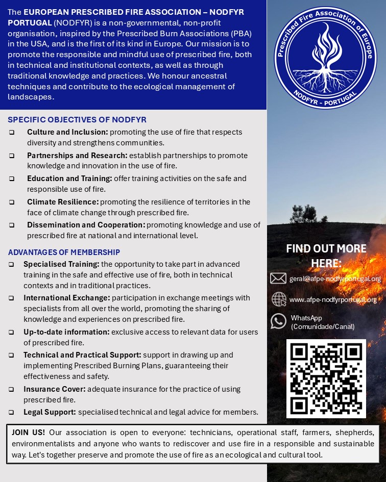 🔥 Join Us and Be Part of a Community That Promotes the Responsible and Sustainable Use of Fire! 🔥

👉 Join NODFYR PORTUGAL 🌿
afpe-nodfyrportugal.org/join-us