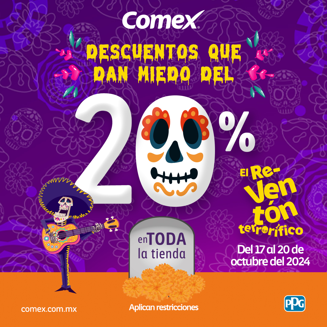 ComexPintu's tweet image. ¡No te lo pierdas! 🎃 Este Reventón trae un 20% de descuento en toda la tienda. Haz que tus espacios brillen sin gastar de más. #DescuentosQueDanMiedo #Reventón #LaBellezaDelColor