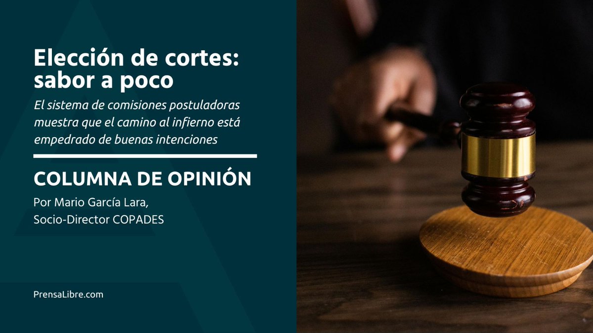 COPADESGT's tweet photo. Hoy, Mario García Lara, en su columna quincenal en Prensa Libre, propone soluciones para un sistema judicial independiente.

Lee la columna completa de nuestro Socio Director Mario García Lara
https://t.co/IzWegZRdBW

#Copades #ColumnaDeOpinión #PrensaLibre #Economía #Justicia https://t.co/OPx8MSGbx7