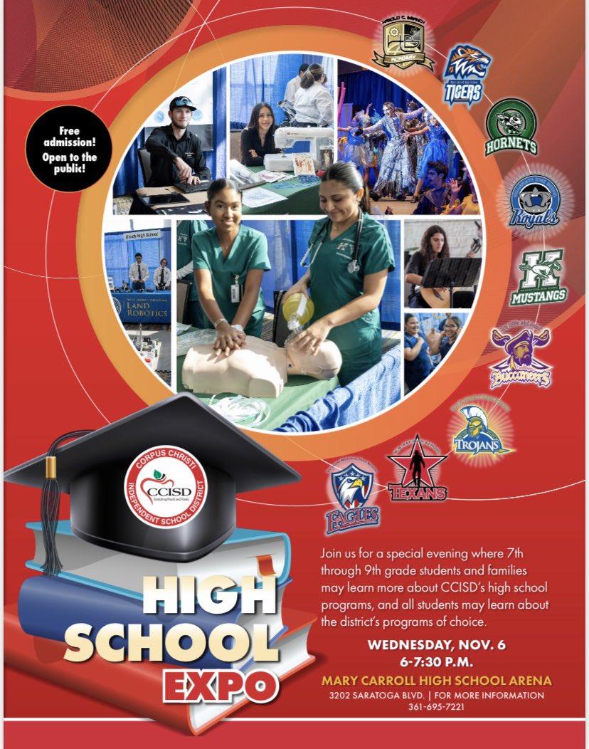 CCISD CTE: Career & Technical Ed. (@cteccisd) on Twitter photo CCISD Evening Expo! We will share our high school programs available to rising high school students. We invite parents/guardians, students and community members! Join & share! <a href="/r0hernandez/">Dr. Roland Hernandez</a> <a href="/DrSandraClement/">Dr. Sandra Clement</a> <a href="/Soniaz76/">Sonia Zyla</a> <a href="/CCISD_ADVANCED/">Corpus Christi ISD - Advanced Academics</a> <a href="/LeanneJLibby/">Leanne Libby, APR</a> <a href="/mustang4025/">Dr. Elizabeth Perez</a> <a href="/DrBruceWilsonJ1/">DrBruceWilsonJr</a> CCISD Evening Expo! We will share our high school programs available to rising high school students. We invite parents/guardians, students and community members! Join & share! <a href="/r0hernandez/">Dr. Roland Hernandez</a> <a href="/DrSandraClement/">Dr. Sandra Clement</a> <a href="/Soniaz76/">Sonia Zyla</a> <a href="/CCISD_ADVANCED/">Corpus Christi ISD - Advanced Academics</a> <a href="/LeanneJLibby/">Leanne Libby, APR</a> <a href="/mustang4025/">Dr. Elizabeth Perez</a> <a href="/DrBruceWilsonJ1/">DrBruceWilsonJr</a>