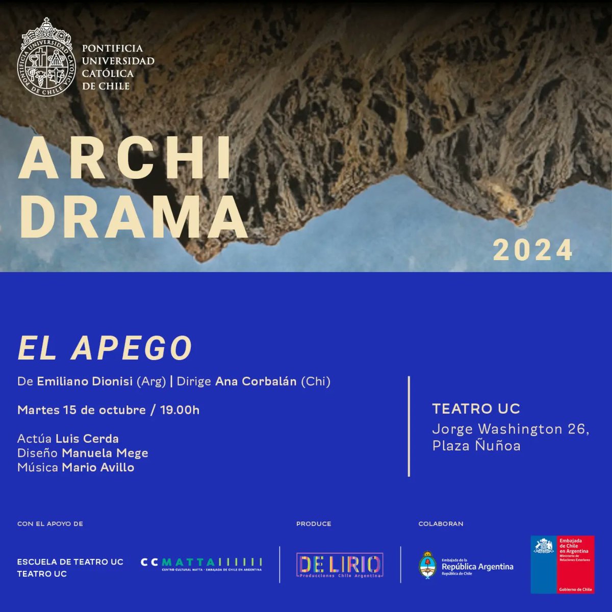 FacultadArtesUC's tweet photo. 📣 #Teatro Participa GRATIS este 15 y 16 de octubre en una nueva versión del Encuentro de dramaturgias entre #Chile y #Argentina conocido como #Archidrama 2024 📝. ¡Corre la voz! Inscríbete y asiste a las obras en el siguiente link: https://t.co/iVk26Iwavv 🙌 https://t.co/IDvvvKxh0z