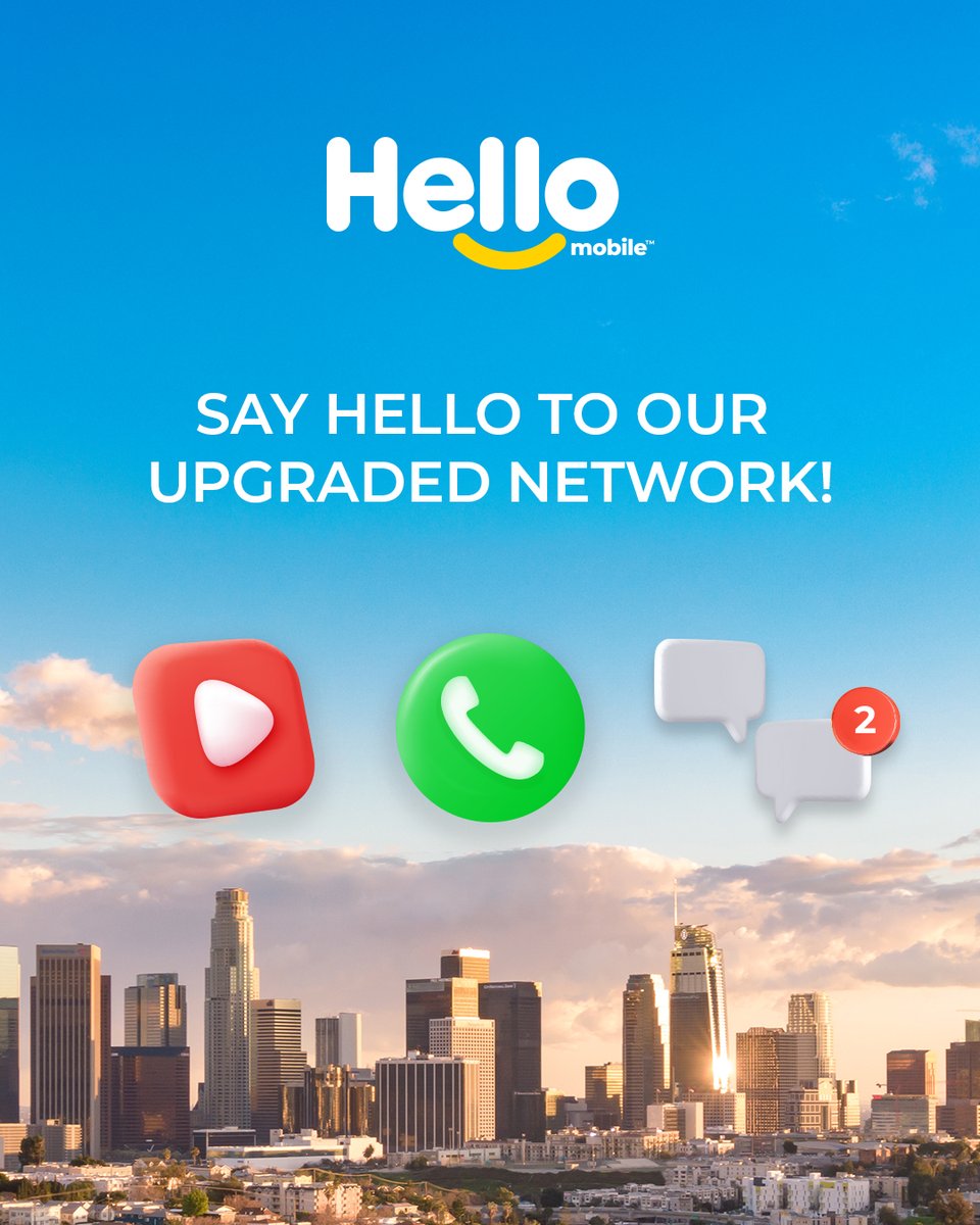 HelloMobile's tweet image. Ready for enhanced coverage and data speeds? Our recent network upgrade gives you an even better wireless experience. #powerup #levelup #hellomobile #newnetwork