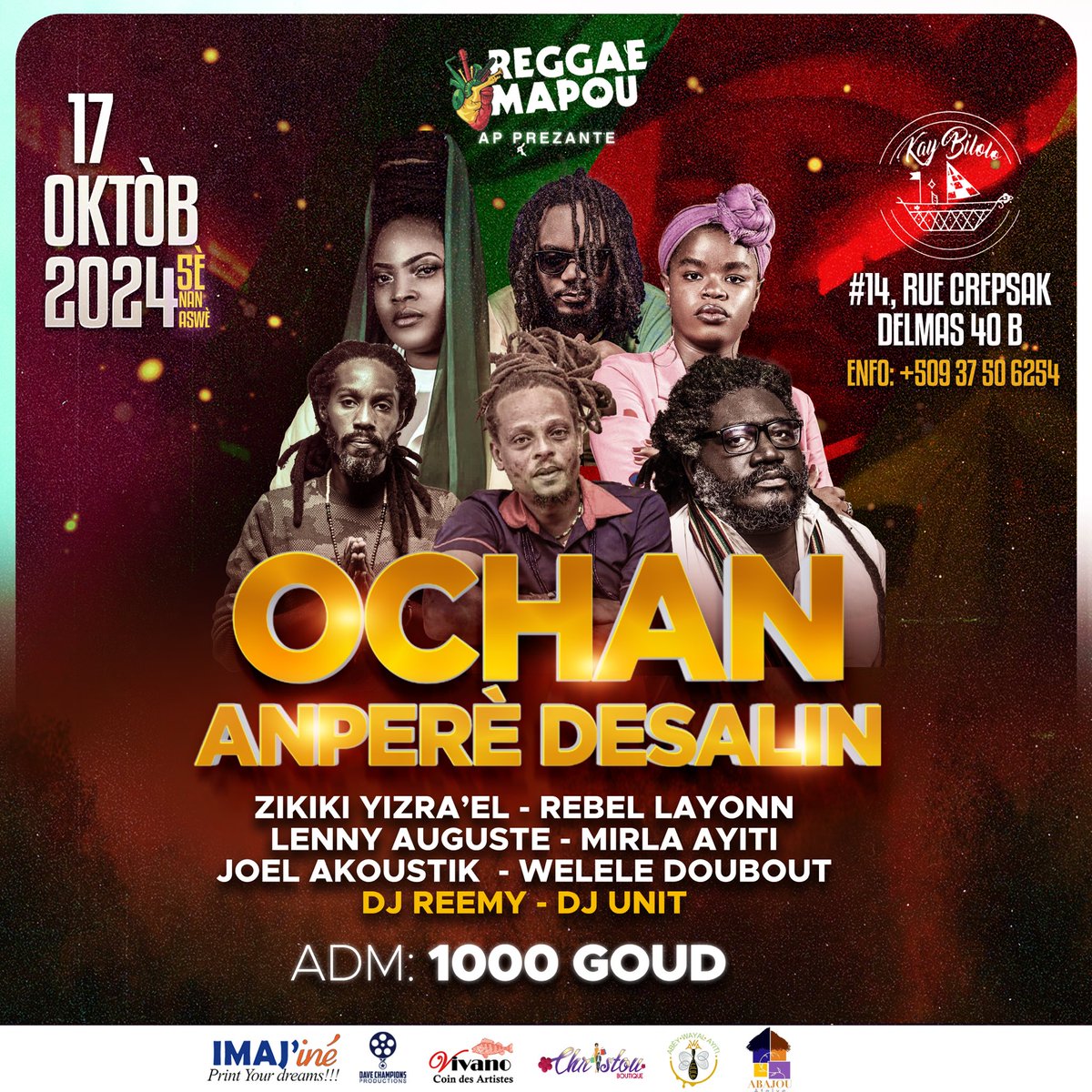 Steve Mapou (@stevemapou) on Twitter photo Nou oze pran libète nou, n ap fè l nou menm, pou tèt nou. “JJD.
Jedi 17 Oktòb 2024, <a href="/reggaemapou/">Reggae Mapou</a> ak @bilolokongo ap prezante w “Ochan Pou Anperè Desalin”
Se yon devwa memwa, se okazyon pou n vin medite epi koute bon mizik konsyan.
N ap tann ou💚💛❤️ Nou oze pran libète nou, n ap fè l nou menm, pou tèt nou. “JJD.
Jedi 17 Oktòb 2024, <a href="/reggaemapou/">Reggae Mapou</a> ak @bilolokongo ap prezante w “Ochan Pou Anperè Desalin”
Se yon devwa memwa, se okazyon pou n vin medite epi koute bon mizik konsyan.
N ap tann ou💚💛❤️