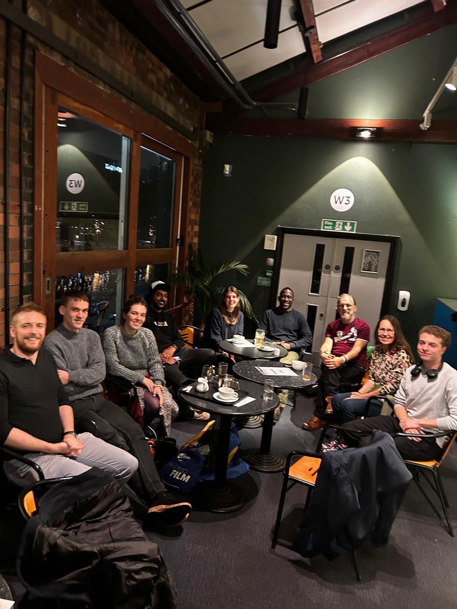 Great discussion #DCAC <a href="/wshed/">Watershed</a> following desire themes, object / love references and level of power dominance in #TimeStalker. Some funny moments with colourful settings and lovely input by @NeilRamjee who met writer, actress &amp; director @AliceLowe. Just 22 days shooting!